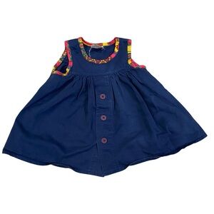 🛑 4/$20 Vintage Please Mum Jumper Dress Baby Girl 18 month Toddler Blue 80s 90s